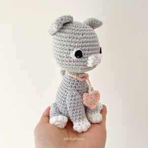 Made to Order CAT with a Heart Charm crochet amigurumi