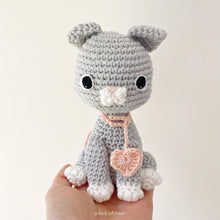 Load image into Gallery viewer, Made to Order CAT with a Heart Charm crochet amigurumi