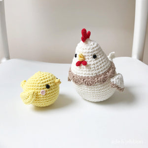 Made to Order MOTHER CHICKEN & BABY CHICK PAIR crochet amigurumi