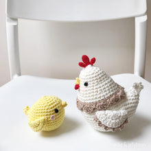 Load image into Gallery viewer, Made to Order MOTHER CHICKEN &amp; BABY CHICK PAIR crochet amigurumi