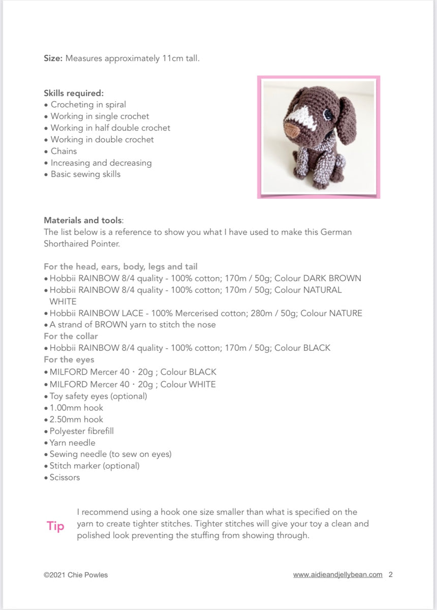 AMIGURUMI PATTERN/ tutorial (English) Amigurumi German Shorthaired Poi ...